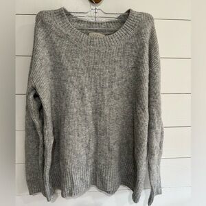 LOFT Heather Gray Crew Neck Sweater